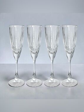 Vintage Rock Crystal Rock Solaris Champagne Flutes Made in Italy
